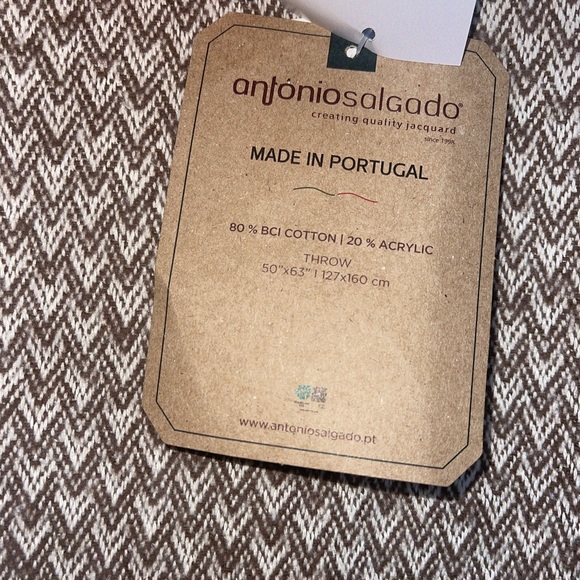 Antonio Salgado Throw Blanket BCI Cotton Blend Herringbone 50x67” Made Portugal - Picture 5 of 8